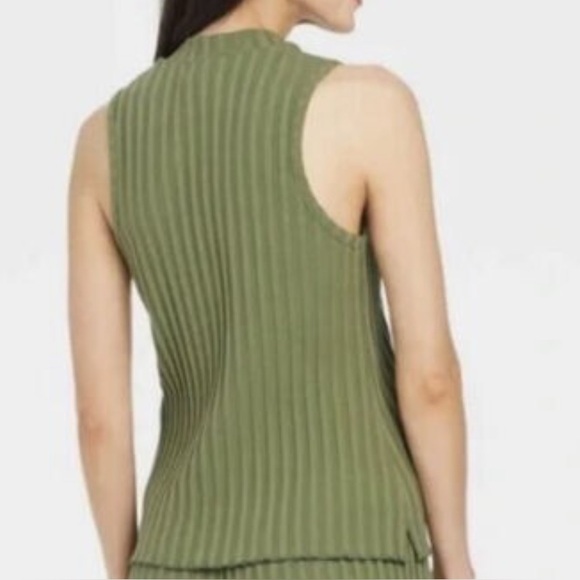 Women’s A New Day Sleeveless Ribbed Mock Neck Tank Top Green | Size M - Picture 2 of 7
